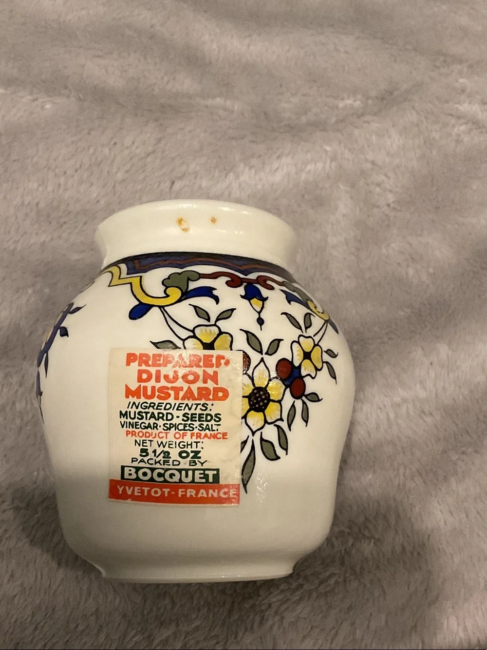 Decorative Ceramic Mustard Pot with Spoon - Multicolor Floral Motif